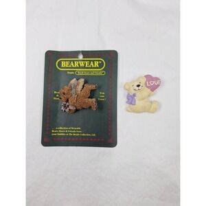 Boyds Bears Angel Pin Bearwear 1995 & Current Inc Love Heart Bear Pin Set of 2